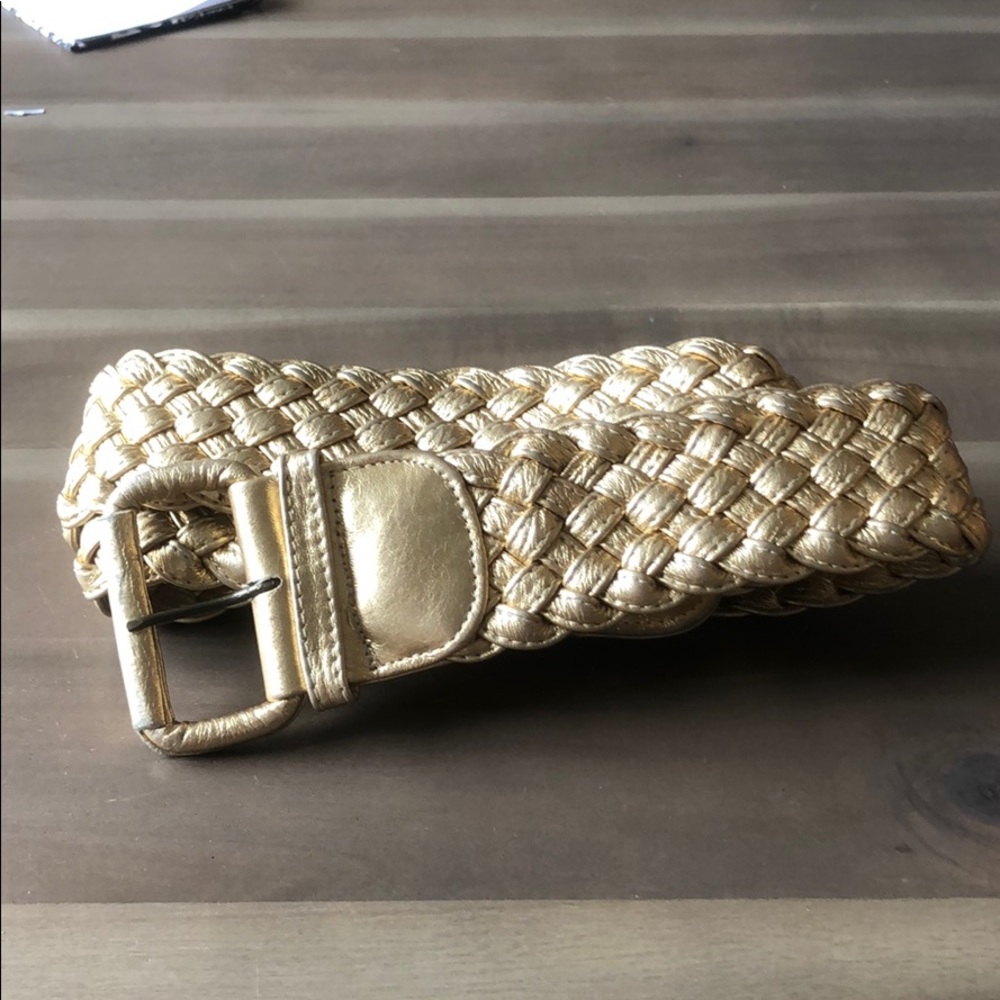 Metallic Gold Braided Women's Belt - Picture 1 of 5
